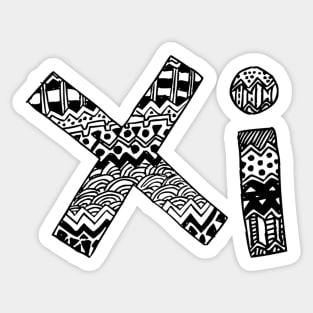 Xi Letter Doodle Pattern Sticker